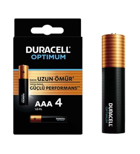 Duracell Optimum 1.5 Volt Alkalin AAA 4’lü İnce Kalem Pil MX2400