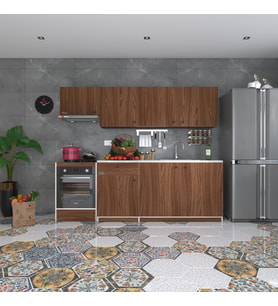 Kenzlife hazır mutfak seti nayakan cvz 240 cm genişlik üst tezgahsız ankastre fırın modüllü (Karışık)