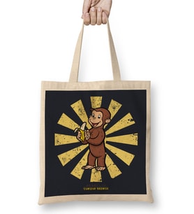 Curious George Retro Japanese Bez Çanta Uzun Saplı