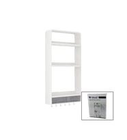 BEYAZ YAPIŞKANLI DUVAR ORGANİZERİ PLASTİK 3 RAF=14CM-19CM-30CM - 2 ÇEKMECE=40CM - 6 ASKI 19 PARÇA (5343)