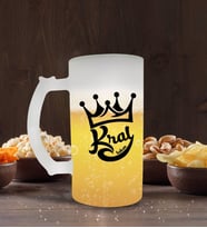 BK Gift Kişiye Özel Kral Tasarımlı Cam Bira Bardağı 50cl-1 (Beyaz)