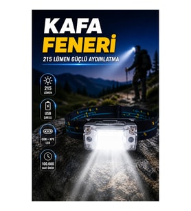Şarjlı LED Kafa Feneri 215 Lümen XPE COB Çift LED Manyetik Aydınlatma