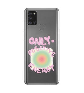 Samsung Galaxy A21S Uyumlu Pozitif Enerji Tasarımlı Şeffaf Telefon Kılıfı