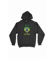 Sao Paulo Brezilya Bayraklı Kalpli Siyah Sweatshirt Hoodie