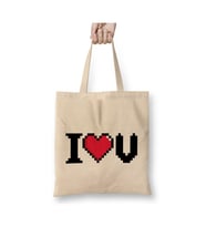 I Love You Video Game Heart Sevgiliye Hediye Bez Çanta Uzun Saplı Alışveriş Çantası Plaj Çantası (Beyaz)