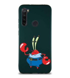 Xiaomi Redmi Note 8 Soft Premier Kapak Bay Yengeç Tasarımlı Silikon Kılıf - Yeşil (Şeffaf)
