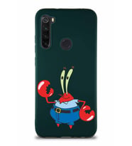 Xiaomi Redmi Note 8 Soft Premier Kapak Bay Yengeç Tasarımlı Silikon Kılıf - Yeşil (Şeffaf)
