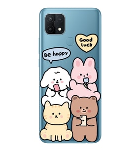 Oppo A15 / A15S Uyumlu Sevimli Ayıcıklar Desenli Şeffaf Telefon Kılıfı