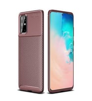 Samsung Galaxy S20 Plus Karbon Desenli Negro Silikon Kılıf (Kahverengi)