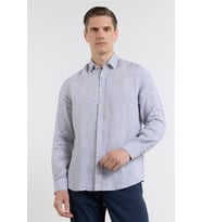 Gri Uzun Kol Cepsiz Slim Fit %100 Pamuk Gömlek 1004260163
