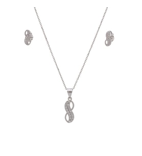 Sonsuzluk Model 925 Ayar Zirkon Taşlı Kadın 2'li Set