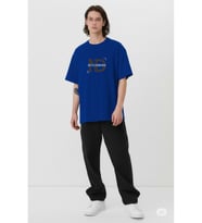 Baskılı Oversize Tişört  Erkek Streetwear T-Shirt (Lacivert)