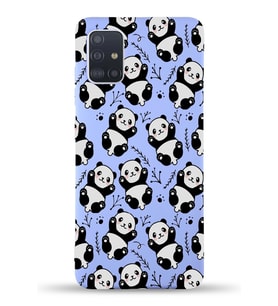 Samsung Galaxy A71 Uyumlu Lansman Kılıf Panda Tasarımlı İçi Kadife Kapak-Lila (Şeffaf)