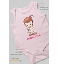 Ailenin Favori Üyesi Baskılı Bebek Zıbını – Çıtçıtlı Body  %100 Pamuk Sıfır Kol (Bebek Pembesi)
