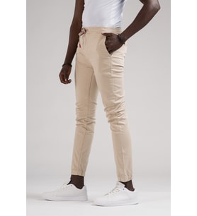 FBI Jeans Dar Ve Lastikli Paça Beli İplikli Kanvas Kumaş Slimfit Jogger Pantolon (Krem)
