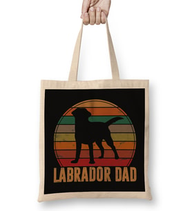 Retro Labrador Dad Gift Dog Daddy Golden Black Lab Father Bez Çanta Uzun Saplı