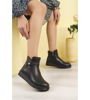 Nesil Shoes Dvm 1001 Siyah Kadın Fermuarlı Kışlık Bot