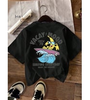 Vacay Mood Baskılı Tasarım Tshirt (Siyah)