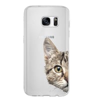 Samsung Galaxy S7 Kapak Catface Tasarımlı Şeffaf Silikon Kılıf
