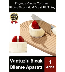 Premium Pratik Keskin Makas Şef Mutfak Paslanmaz Vantuzlu Mini Bıçak Bileme Aparatı Aleti - 1 Adet