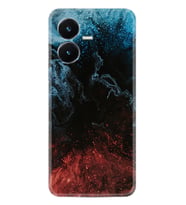 Vivo Y22S Kılıf Resimli Desenli Baskılı Silikon Red Blue Black Abstact 1386