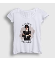 Presmono Kadın Beyaz Power Wednesday Addams Family Addams Ailesi T-Shirt 366023tt