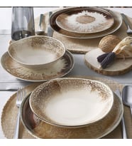 GÜRAL PORSELEN Roden 16 Parça 4 Kişilik Asimetrik Bone Yemek Takımı - 2068