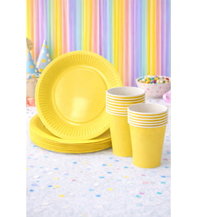 Beysüs Makaron Sarı 8Li Tabak Bardak Set