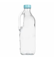 Mavi Plastik Kapaklı Cam Buzdolabı Şişesi, Şeffaf, 1.5 Litre