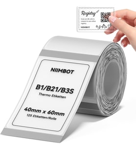 Kendinden yapışkanlı termal etiketler, B1/B21/B3S etiket bandı, kağıt, okul, ev, ofis, küçük işletmeler için (şeffaf dikdörtgen, 40 x 60 mm)