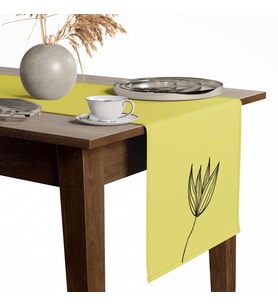 Amerikan Servis Dijital Baskılı Sarı Lale Desen Renkli Masa  Sunum Runner 40x145 Tropikhome (Çok Renkli)