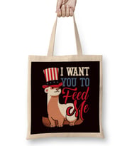 Feed Ferret US American Flag Ferret Lover Animal Fans Zoo Bez Çanta Uzun Saplı
