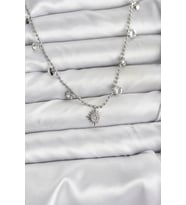 Zirkon Taşlı Kutup Yıldızı Model Pirinç Gümüş Renk Kadın Kolye 5886 - LOHO2754-2486