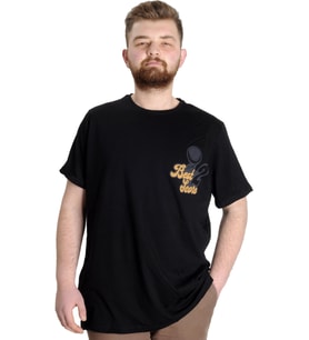 Mode XL Büyük Beden Erkek T-shirt BEST SCORE 23134 Siyah