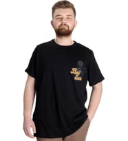 Mode XL Büyük Beden Erkek T-shirt BEST SCORE 23134 Siyah