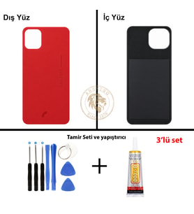 Reeder Vida Seti + Yapıştırıcı S23 Max Pro Kırmızı Yapıştırıcı B-7000 Yapıştırıcı Vida Seti Arka Kapak Arka Cam Batarya Kapağı Lazer Kesim Kapak Pil Kapağı Back Cover