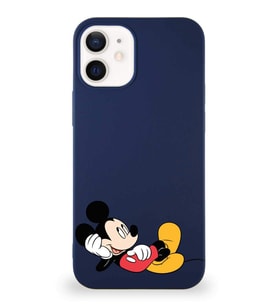 Apple iPhone 12 Mini Soft Premier Kapak Mickey Mouse-F Tasarımlı Silikon Kılıf - Lacivert (Şeffaf)