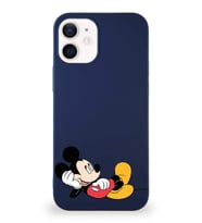 Apple iPhone 12 Mini Soft Premier Kapak Mickey Mouse-F Tasarımlı Silikon Kılıf - Lacivert (Şeffaf)