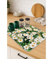 Yeşil Çiçekli Microfiber Bulaşık Kurutma Kurulama Matı MM016