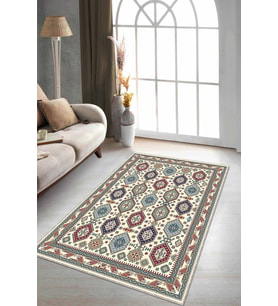 Çok Renkli Otantik Kaymaz Tabanlı Dekoratif Halı RV282 - 100 x 160 cm