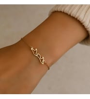 Kişiye Özel 925 Ayar Gümüş Dalga Bileklik (Gold)