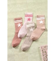 4 Çift Kadın Uzun Çorap  Yıldız Desen Extra Soft Unisex Pamuklu Çorap (Çok Renkli)