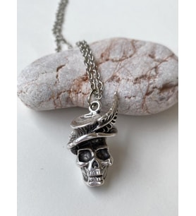 Kurukafa Skull Şapka Tüy Zincir Kolye PYTKZNKLY69