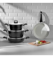Nehir Galaxy Ceramic Siyah 7 Parça Tencere Seti