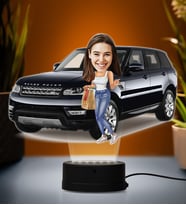 Doğum Günü Hediyesi,Sevgiliye Hediye, Kişiye Özel Fotoğraflı Range Rover Kadın Tasarım Karikatür 3D Led Lamba (Beyaz)