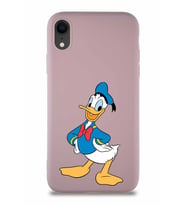 Apple iPhone XR Soft Premier Kapak Donald Duck-C Tasarımlı Silikon Kılıf - Pudra (Şeffaf)