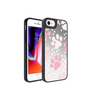 Apple iPhone 8 Plus Uyumlu Kılıf Aynalı Desenli Kamera Korumalı Parlak Zore Mirror Kapak (Pati Desenli)