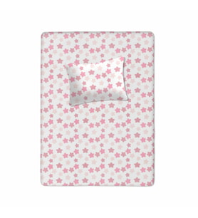 %100 Pamuklu Bebek Lastikli Çarşaf 70x130+20  Bebek Yastık Kılıfı 35x45 (Pudra Pembe)
