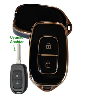 Dacia Duster Logan Sandero Dokker Uyumlu Sustasız Anahtar Kılıfı Oto Anahtarlık SİYAH GOLD