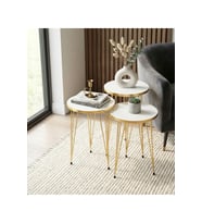 3’lü Zigon Sehpa Seti – 33 cm – Gold Tel Ayaklı